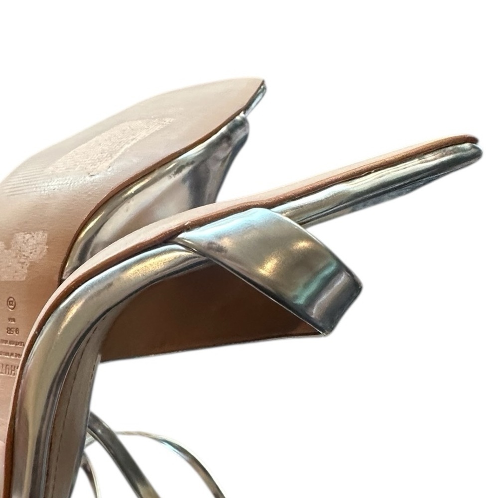 NEW Schutz Bryce Metallic Silver Heels | Ankle Wrap Strappy Sandals | Size 9.5 - Picture 11 of 13
